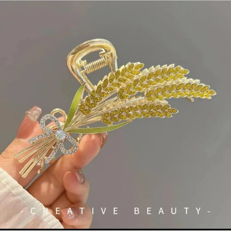 麦穗设计高级感发夹后脑勺盘发抓夹女夏季大号优雅鲨鱼夹子头发饰