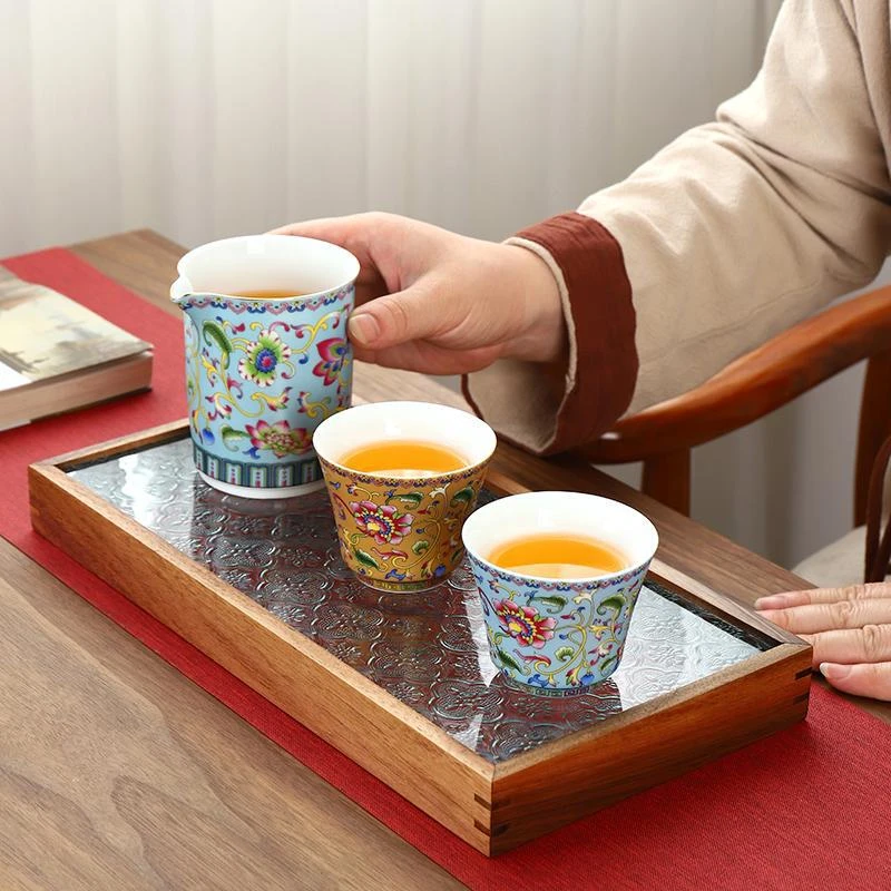 泥序珐琅彩高档陶瓷茶杯马蹄杯装功夫茶具主人杯品茗单杯礼盒送人
