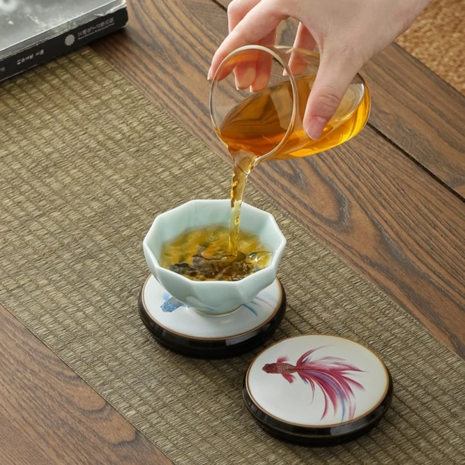 复古老陶泥实心茶杯垫托手绘杯托陶瓷茶垫隔热茶托功夫茶道茶配件
