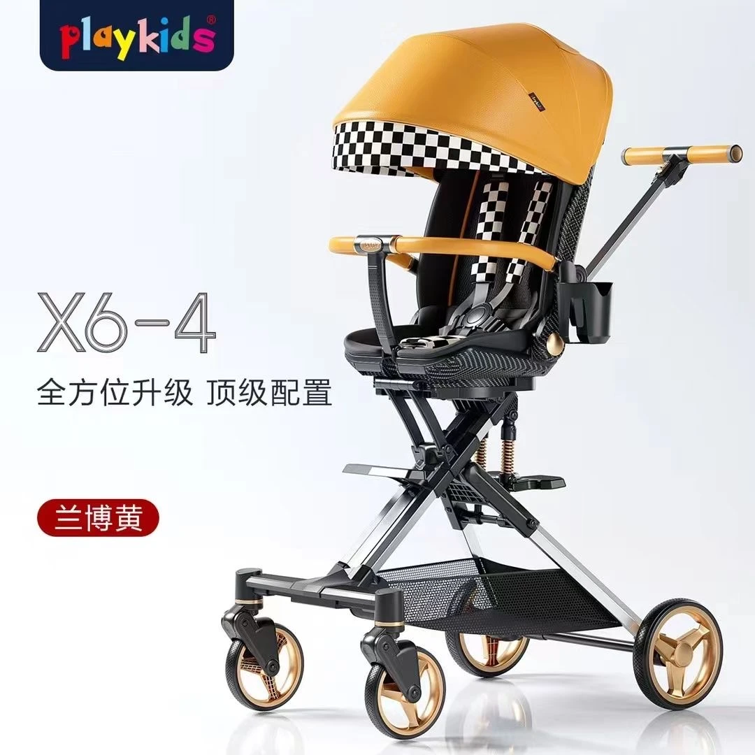 【正品保障】playkids遛娃神器普洛可X6-4可躺婴儿高景观溜娃手推车
