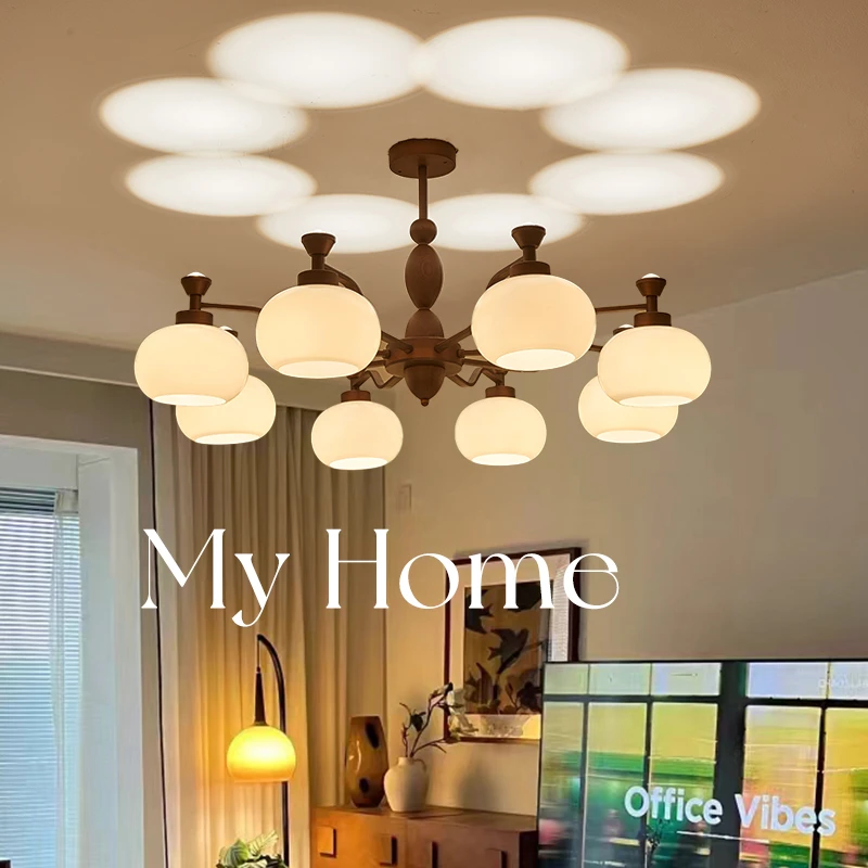 美式中古风复古法式创意灯带射灯投影吊灯美式现代奶油客厅卧室