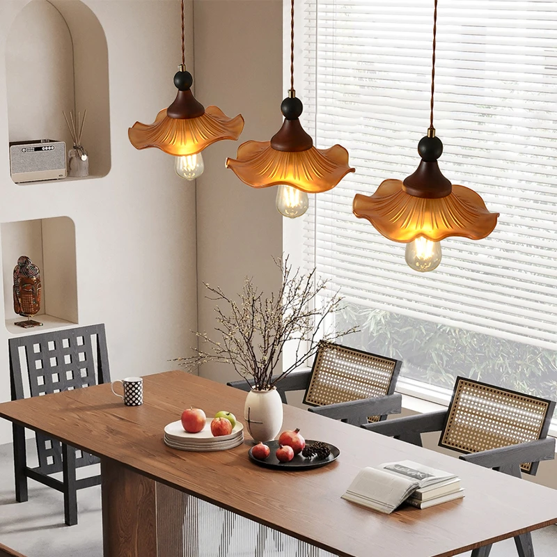 法式美式复古单头吊灯实木餐厅卧室床头小吊玄关阳台吧台餐厅吊灯