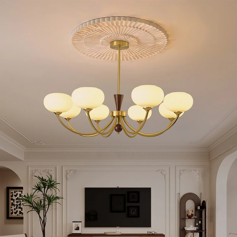 奶油中古风现代美式复古南洋吊灯客厅餐厅卧室书房创意全光谱护眼