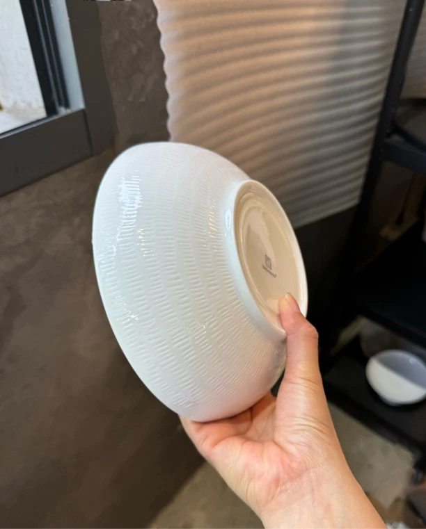 8英寸云白羽毛系列经典汤面碗圆碗乳白色