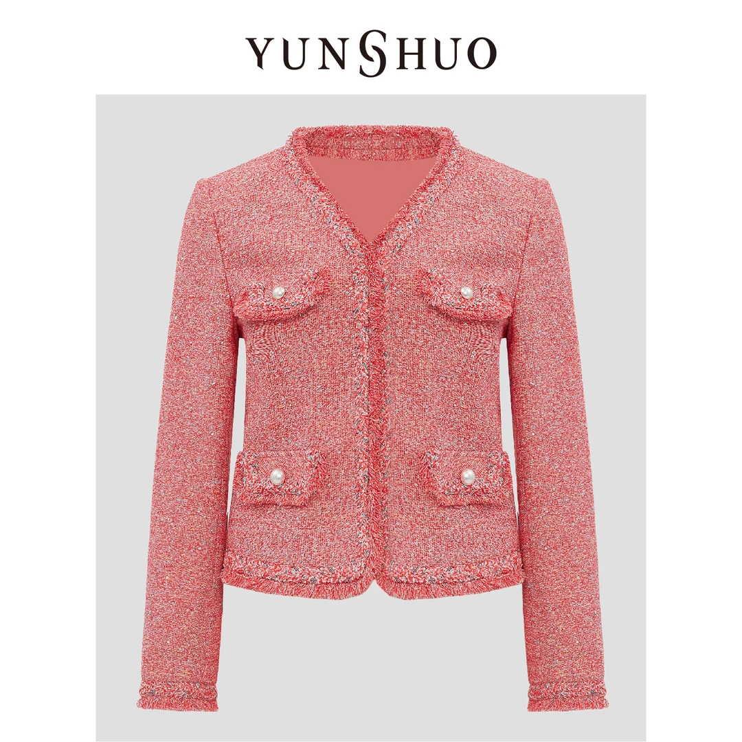 YUNSHUO允硕秋冬新品时尚百搭小香风轻奢简约显瘦气质外套455406