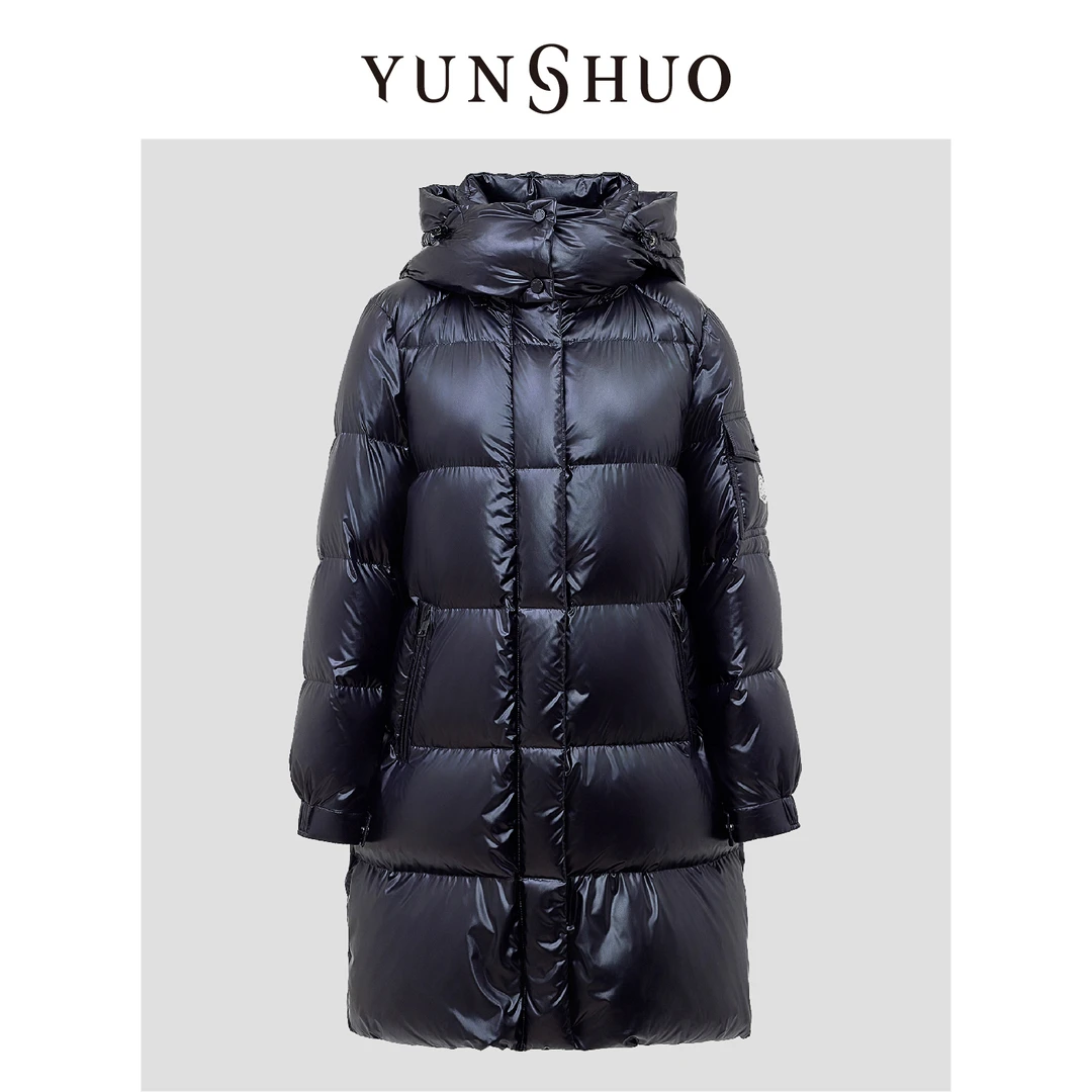 YUNSHUO允硕冬季新品时尚休闲中长款女保暖90白鸭绒羽绒服816108