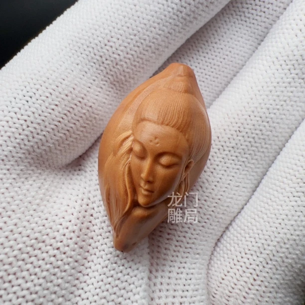 倾国倾城美女橄榄核单籽核雕手机吊坠挂件文玩手把件精雕单子手捻