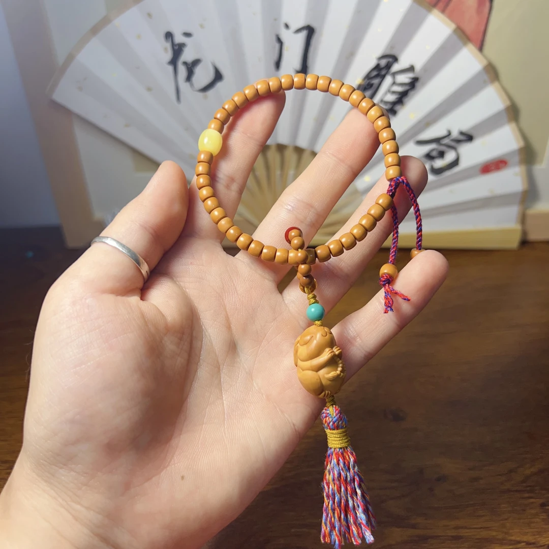 橄榄核雕刻直切老型小众diy脖挂文玩原色精工归圆盘珠5-6mm