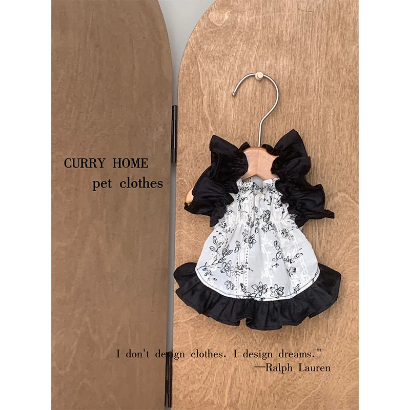 CURRY HOME宠物夏季法式碎花连衣裙狗狗裙子衣服春夏薄款约克夏