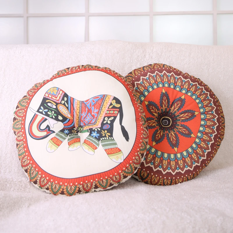 加厚棉麻圆形椅子坐垫夏季款居家用民族风双面蒲团榻榻米地板垫子