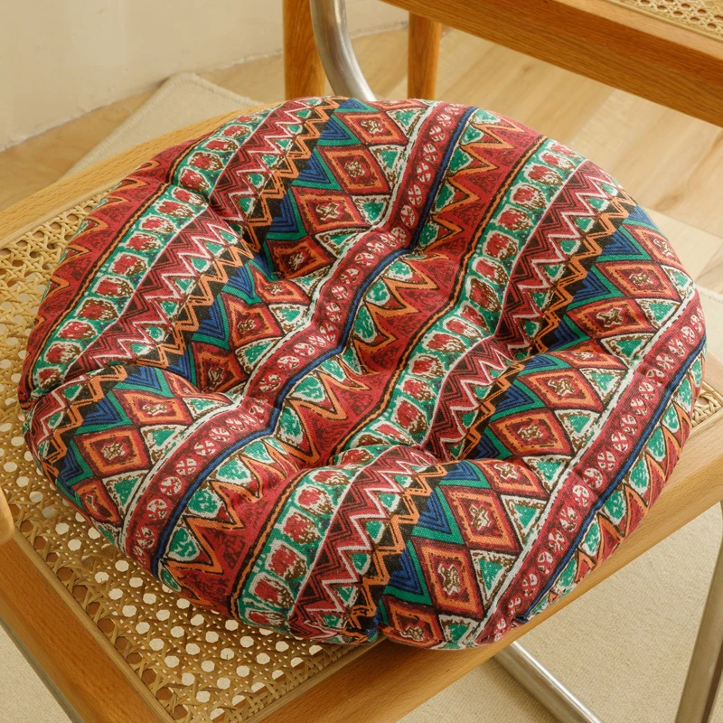 民族风夏季款棉麻圆形椅子坐垫用双面蒲团榻榻米地上垫子上班族