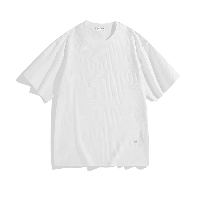 【商场同款】太平鸟男装T恤夏丝光提花宽松肌理 B1CNE2301
