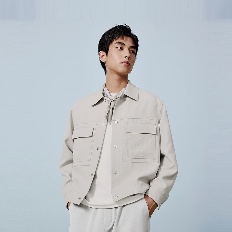 【商场同款】太平鸟男装欧若风秋季老花工装夹克男B1BCE1306