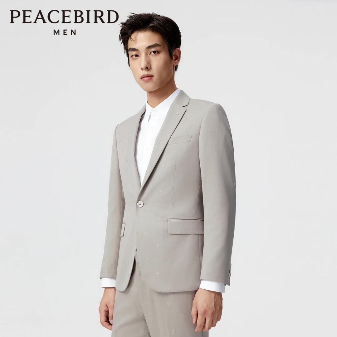 【商场同款】太平鸟男装暗纹提花西装时尚短款西服B1BAE1X13
