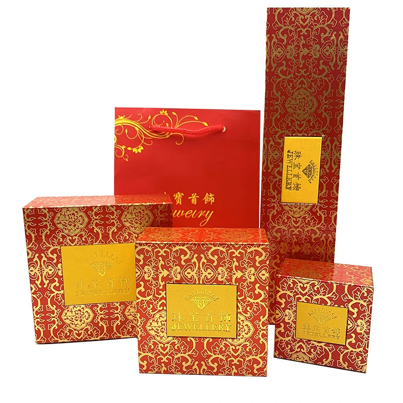 首饰盒/箱 【珠宝首饰包装盒】戒指吊坠手镯项链盒 金花开窗回型