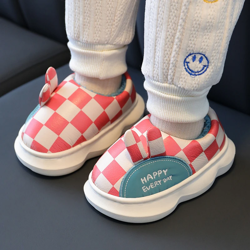 儿童棉拖鞋包跟男童宝宝拖鞋冬季棉鞋防水幼儿园家居鞋女童毛毛鞋