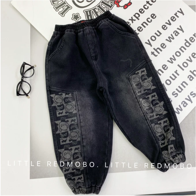 【魔霸×若大王】设计款重工休闲舒适童装牛仔裤 M889313