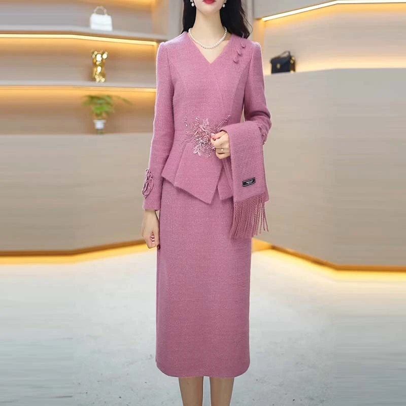 2024秋冬季新款A2242 气质遮肉显瘦大码连衣裙女修身女装连衣裙