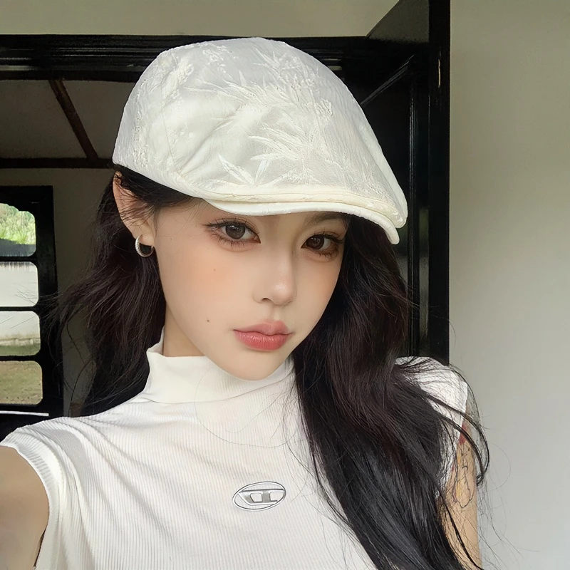 国风复古前进帽春夏季薄款大头围鸭舌帽子女款2024新款时尚贝雷帽