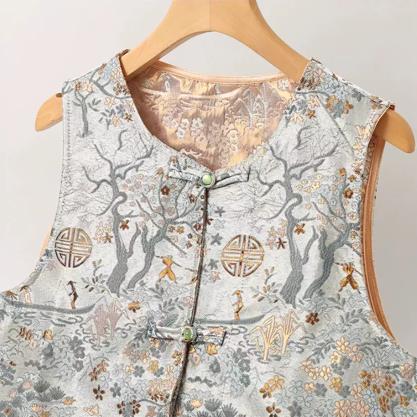 【国风刺绣马甲】2024新中式盘扣新中式刺绣马甲女