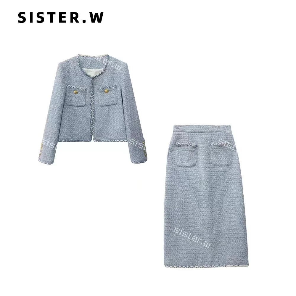 秋季新款气质法式小香编织感套装 外套+半裙 23805      100