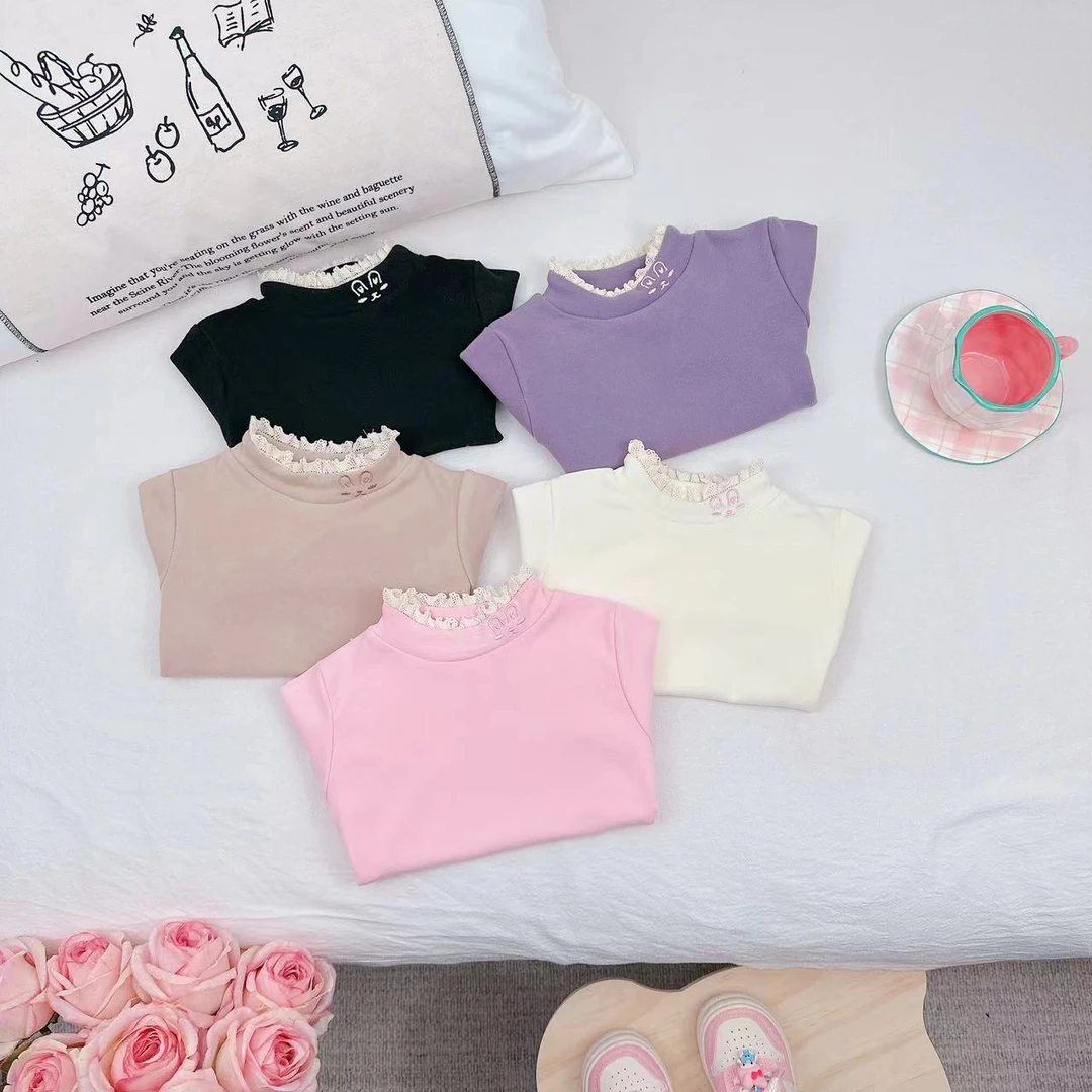 2024秋季新款时尚百搭马卡龙色系花边德绒打底 D-S809