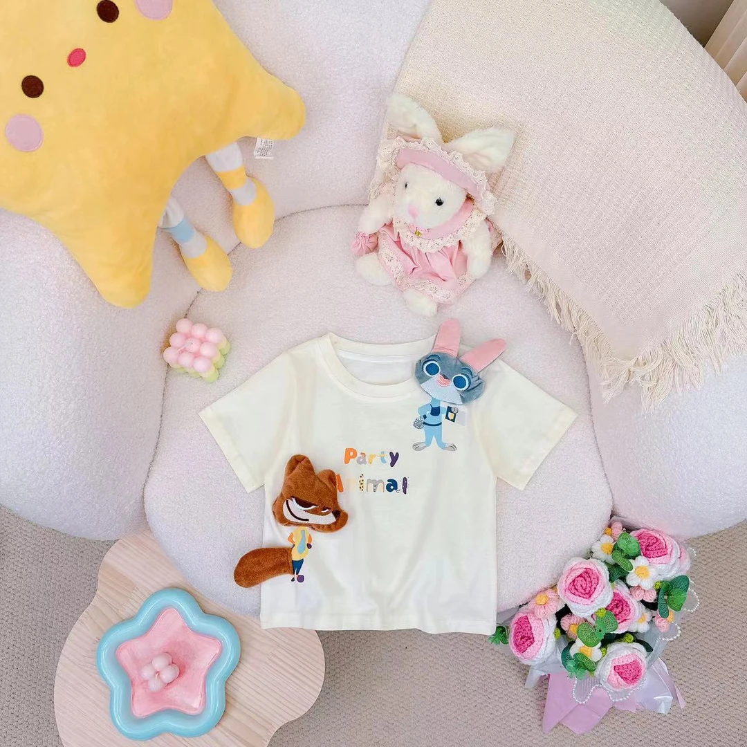 2024【尼克朱迪】2024夏季新款洋气卡通风玩偶儿童T恤 D-AB378