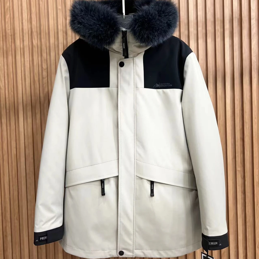 男士大块水貂内胆配羽绒派克服