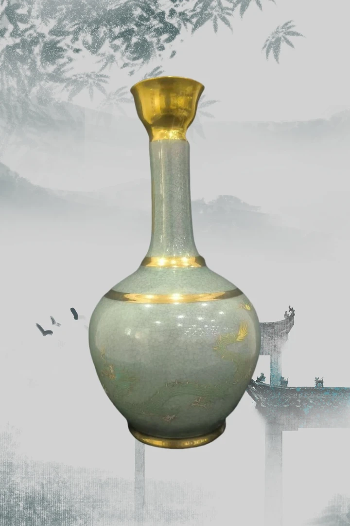 AB29当代文创摆件粉彩陶瓷赏瓶