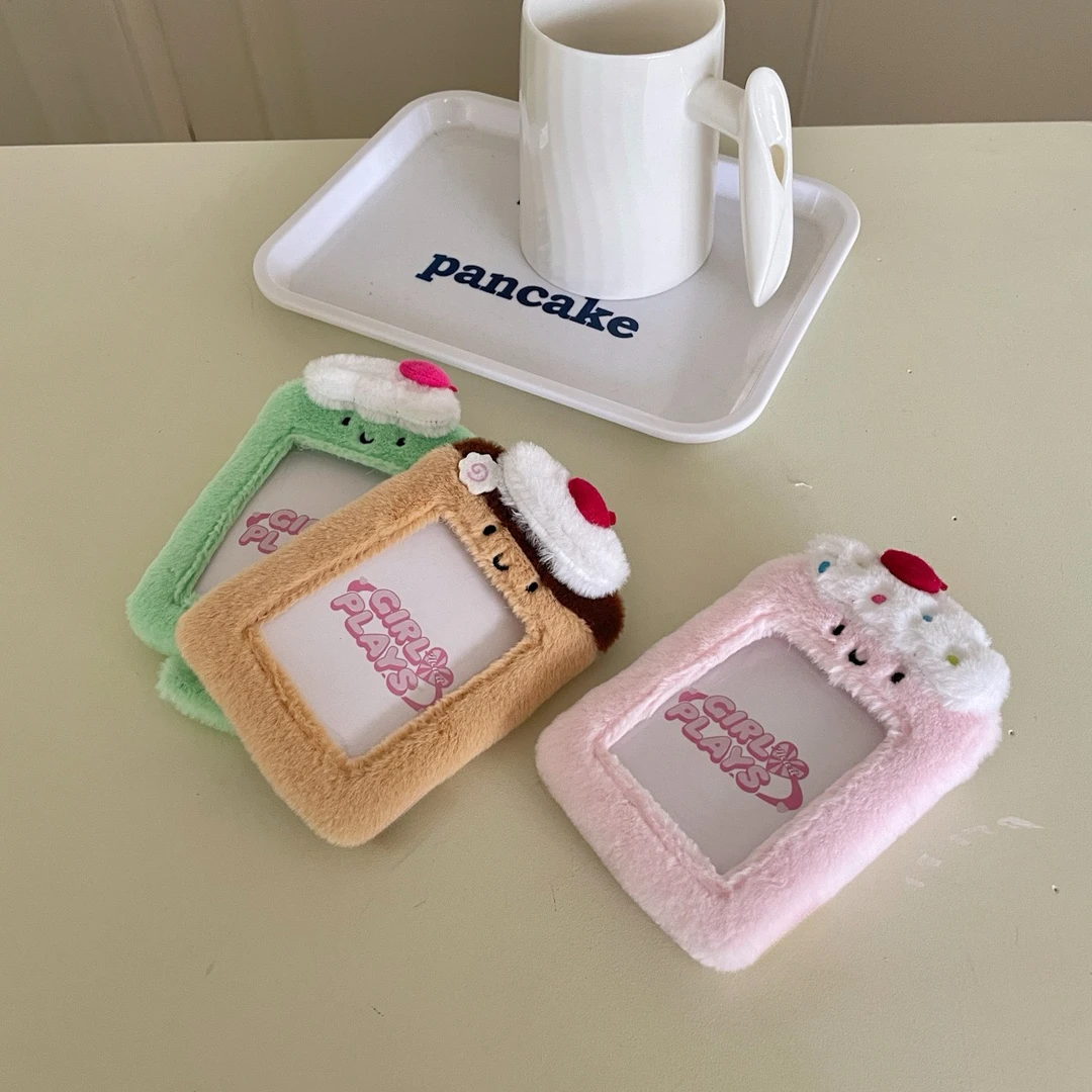 毛茸茸甜品毛绒卡套ins可爱少女心校园饭卡追星专辑小卡照片挂件