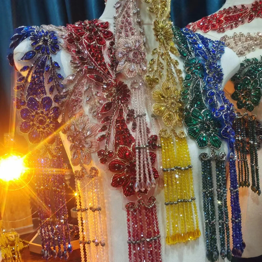 宫廷风收腰镶嵌水钻流苏腰带SF002