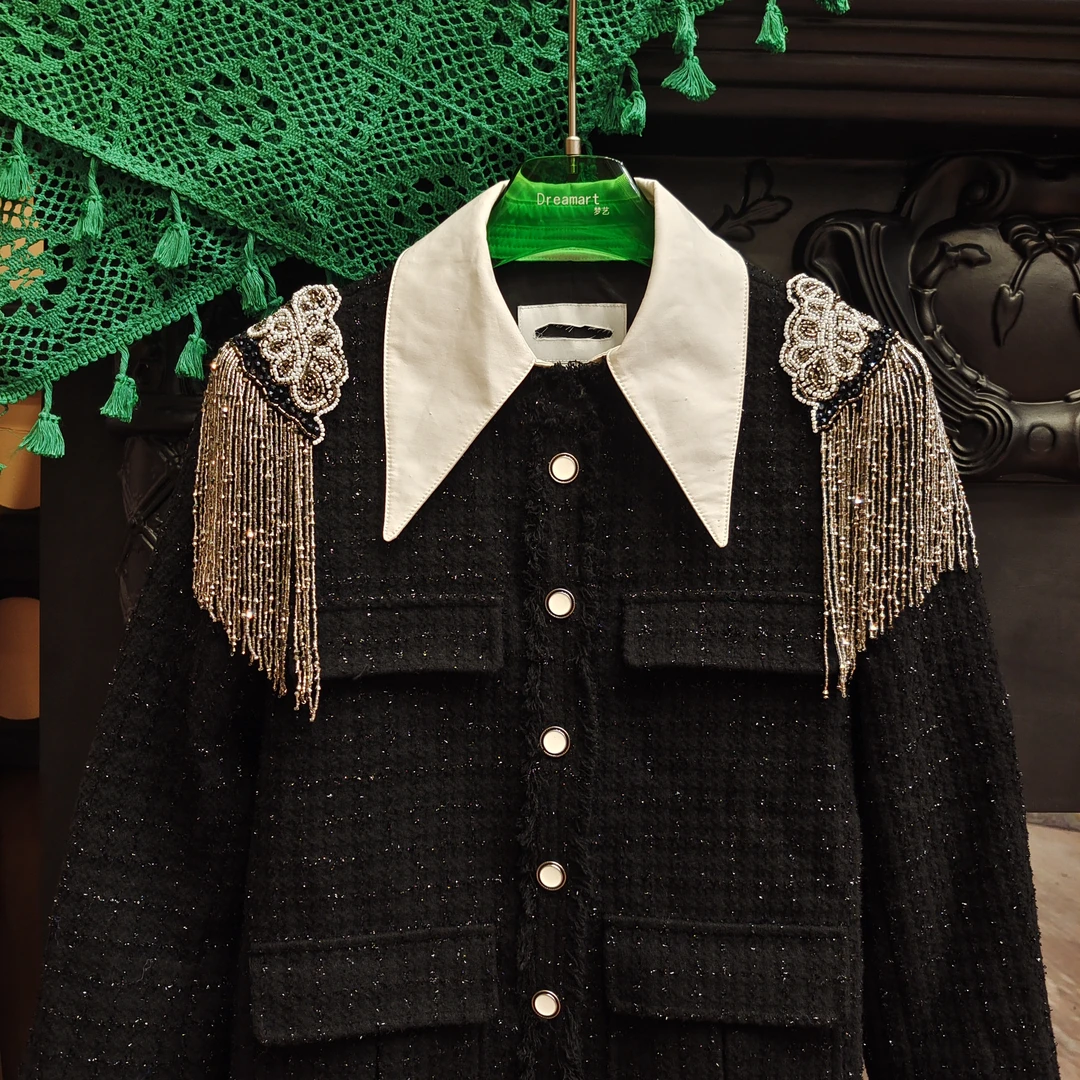 新款重工复古半圆流苏肩章带别针AZ066