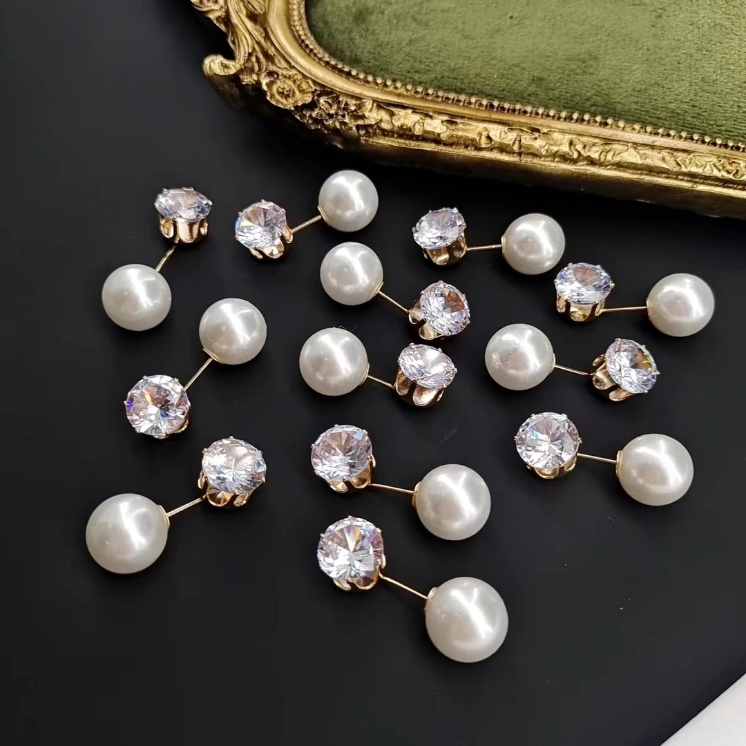 小香风高档时尚百搭圆形精美珍珠锆石扣ss121