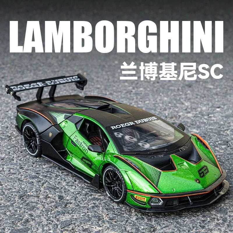 兰博基尼SCV12赛车1:24大号汽车模型合金仿真声光儿童玩具摆件男