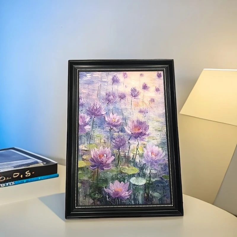 162莫奈睡莲法式复古客厅装饰画小众高级感餐厅卧室花卉壁画