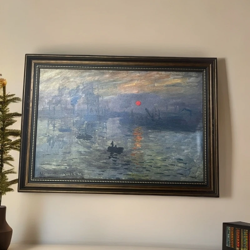 111最新款莫奈印象日出复古中古欧式美式餐厅卧室客厅油画装饰画