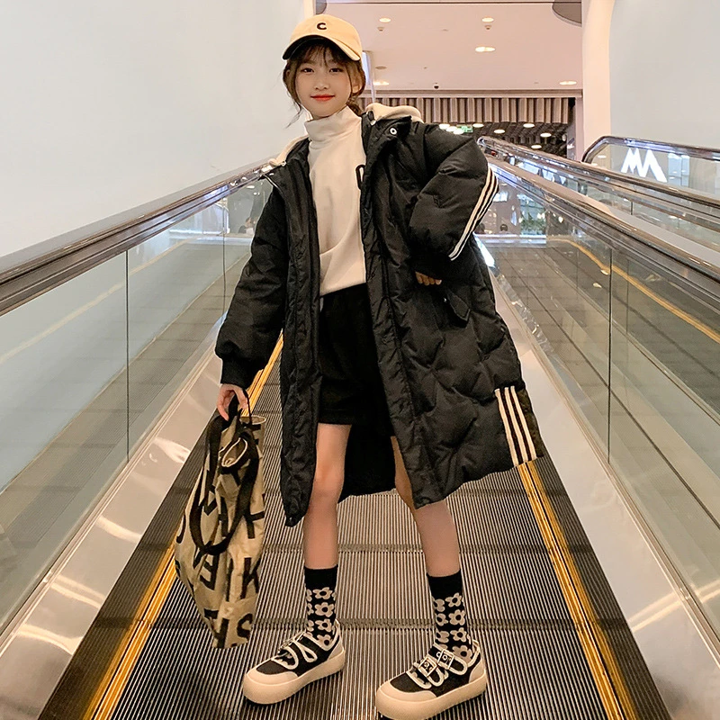 清仓NO退NO换女童棉衣冬装中大童韩版羽绒服棉服中长款连帽外套