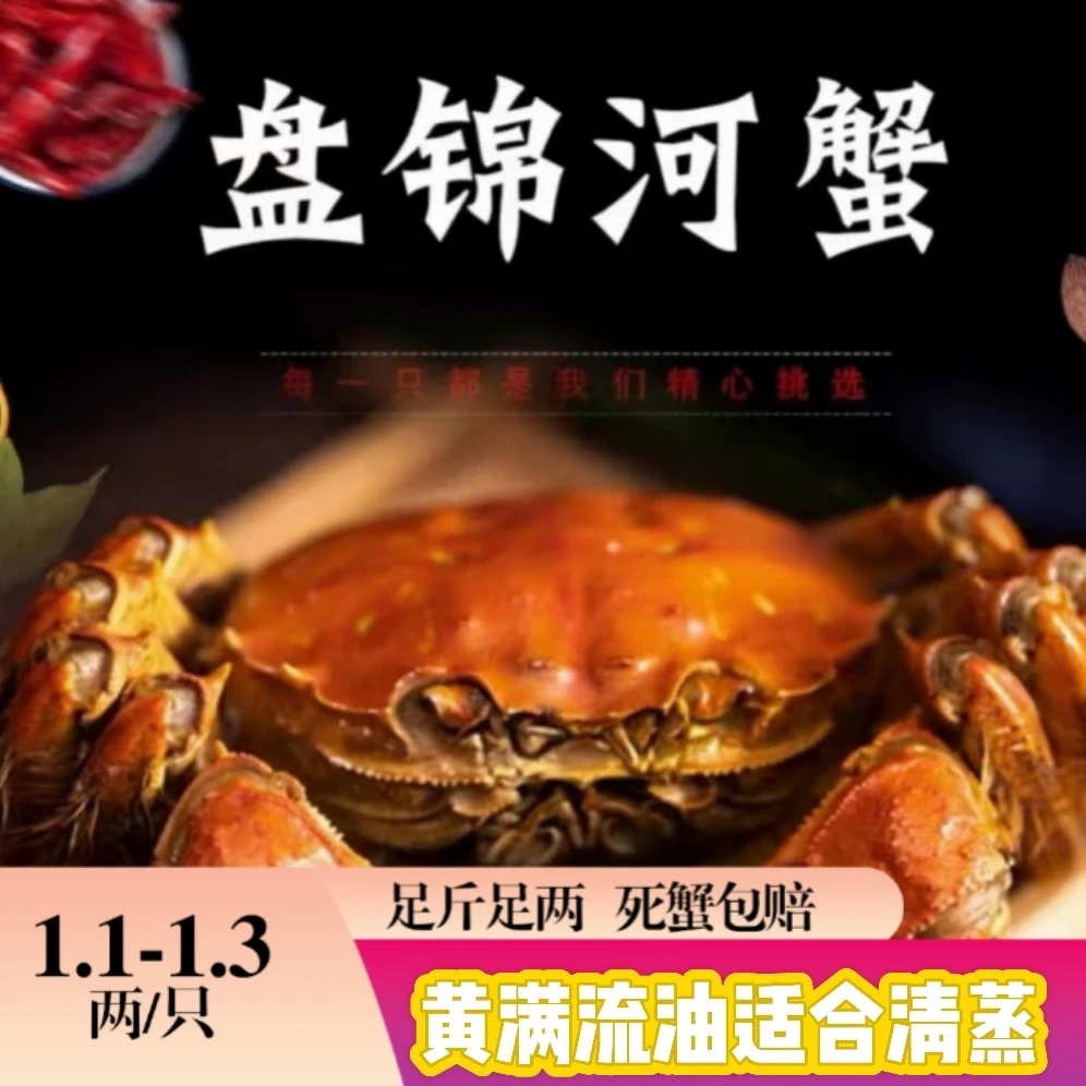 【活蟹】盘锦稻田母蟹，规格1.1.-1.3两/只15母送10只公蟹发顺丰包邮