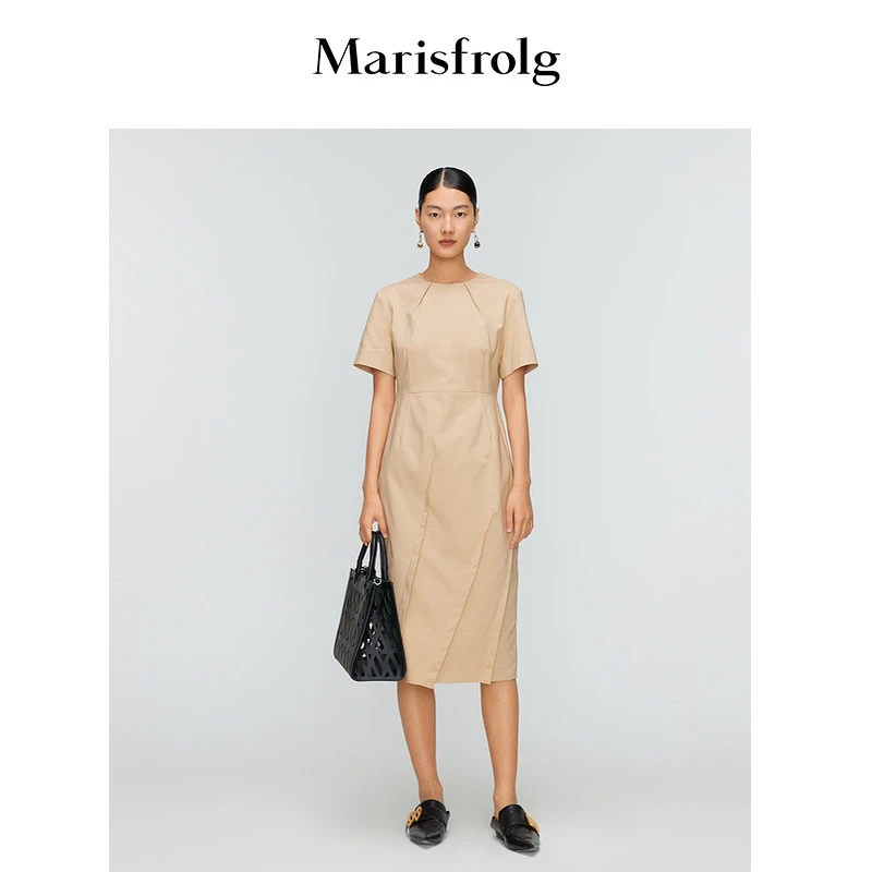 Marisfrolg/玛丝菲尔优雅通勤夏收腰气质长裙法式连衣裙A1BW29546