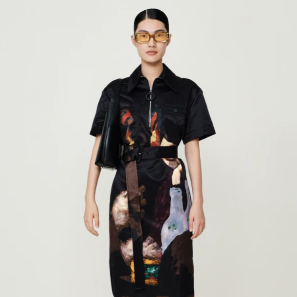 Marisfrolg/玛丝菲尔艺术印花连衣裙女复古休闲夏季A1BW30946