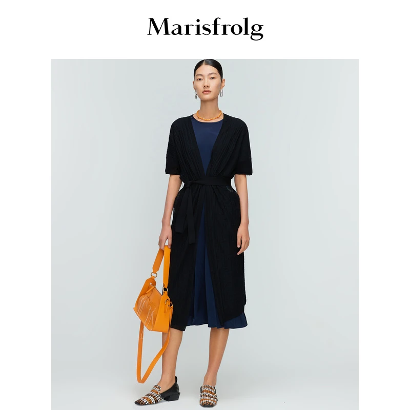 Marisfrolg/玛丝菲尔宽松纯色设计师简约风镂空针织衫A1AY2868M