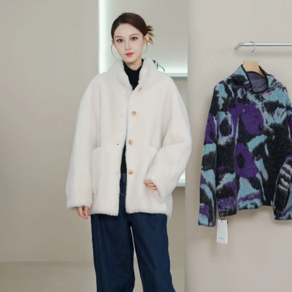 玛丝菲尔羊羔毛外套雅丹风时尚休闲女士秋冬T1EG4954P