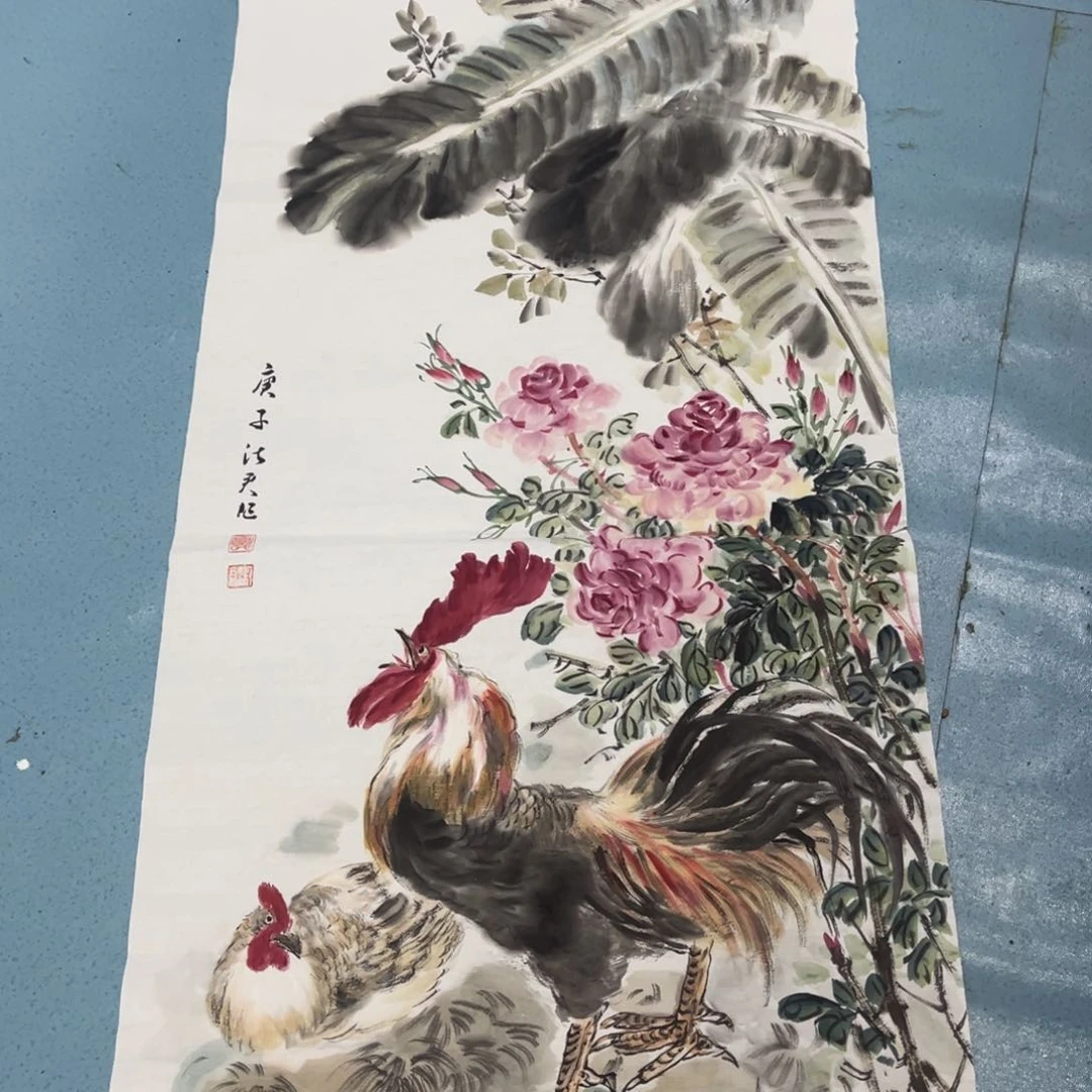绘画三尺国画作品芭蕉鸡
