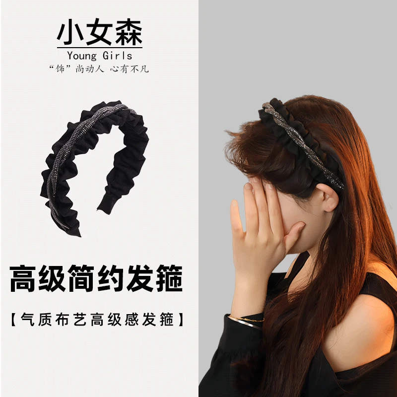 C2237小香风气质网红时尚百搭复古法式宽边甜美黑色简约发箍