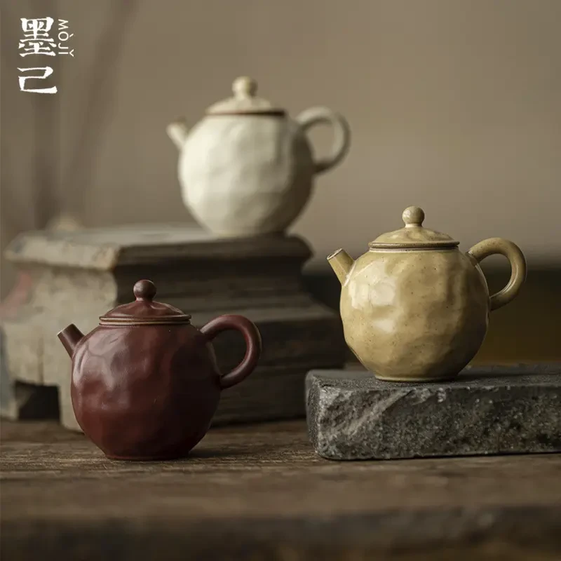 xb墨己手作茶壶功夫茶具家用泡茶壶球孔过滤侘寂风文人器手执壶