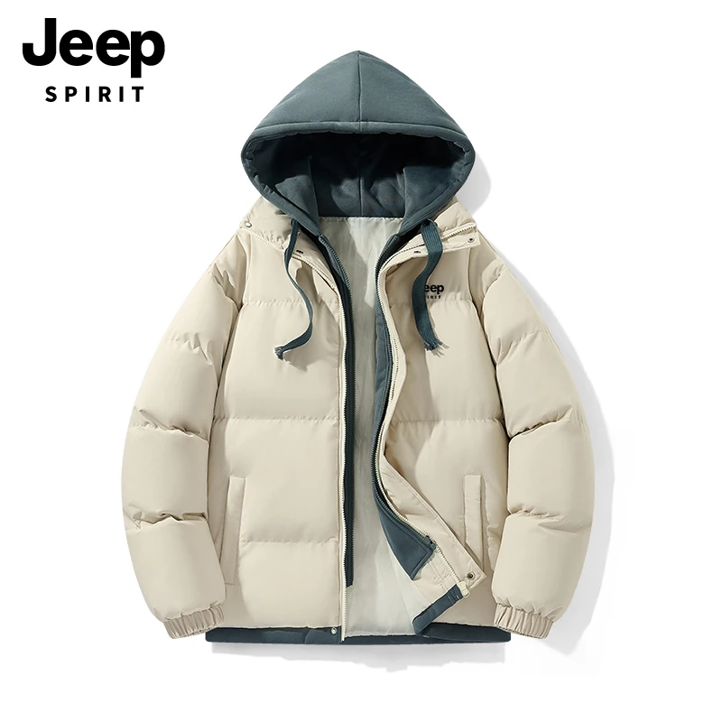 JEEPSPIRIT吉普运动男士秋冬加厚保暖休闲立领修身防寒棉衣外套