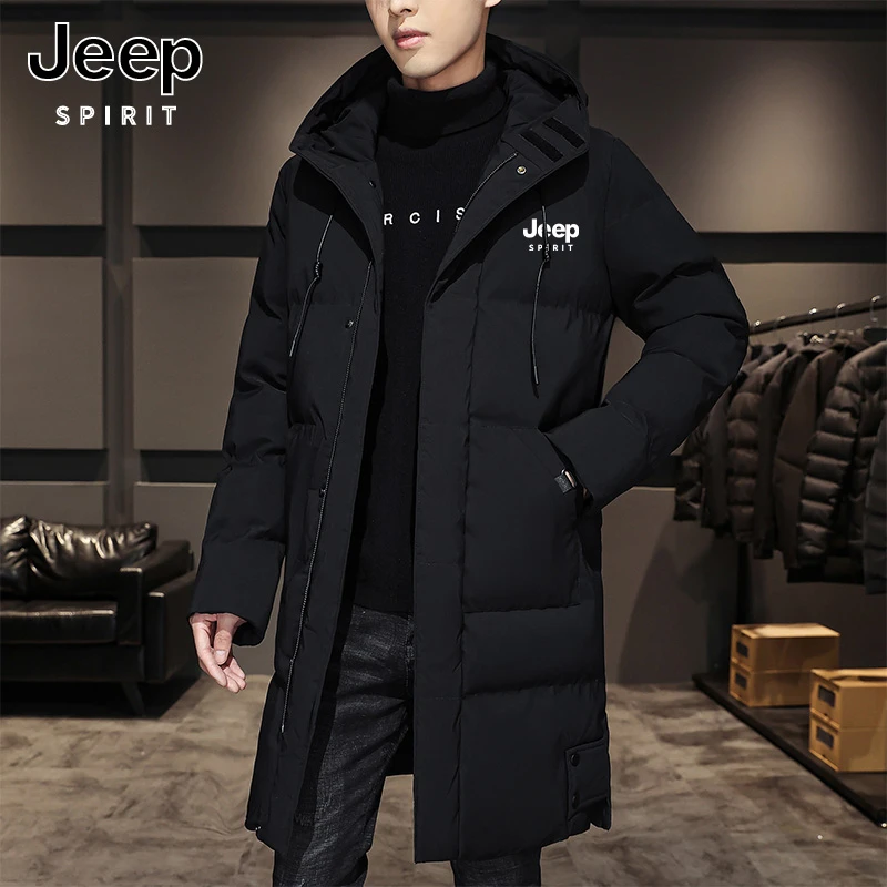 JEEPSPIRIT吉普运动冬季男中长款大码胖子加大加厚保暖棉衣外套
