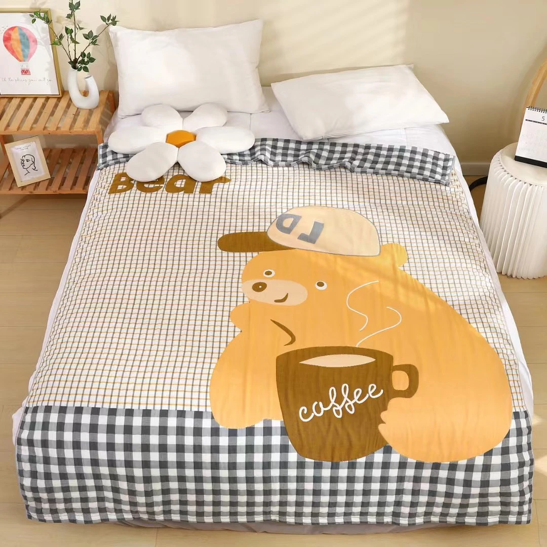 【咖啡熊】150*200棉纱泡芙被空调被夏凉被柔软舒服透气亲肤单人