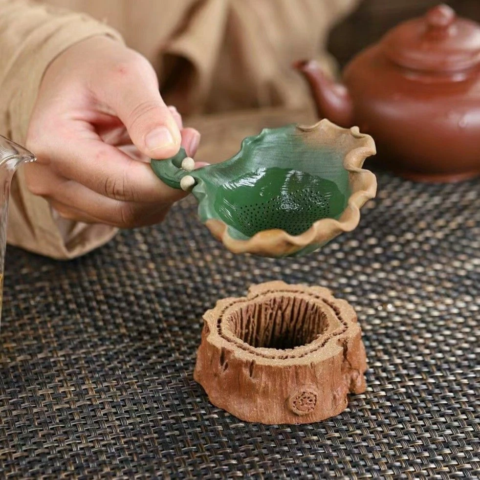 宜兴茶漏茶道过滤事业有成艺术茶器徐海龙纯全手工银杏叶茶漏