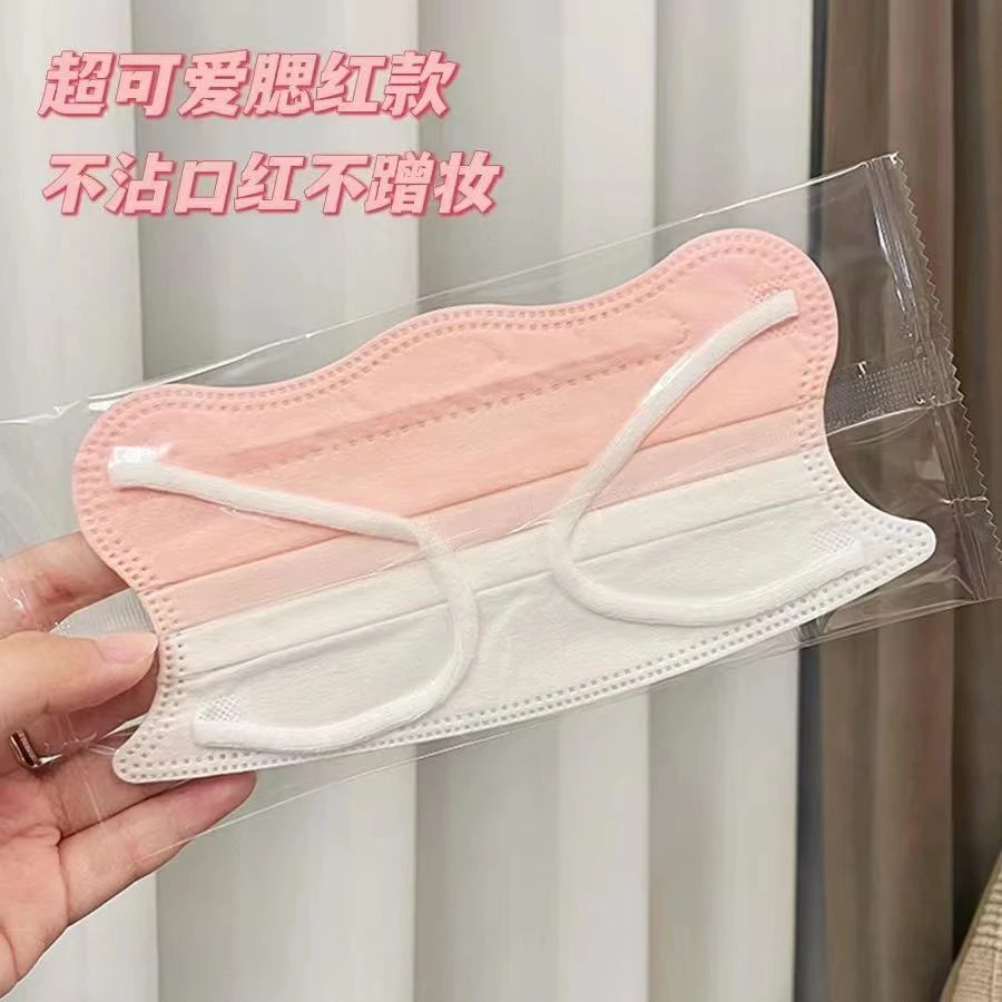 腮红口罩粉色渐变成人女高颜值可爱2023新款口罩网红薄透气护眼角